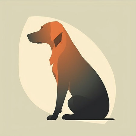 Illustration of a dog silhouette in retro style, vector illustration.の素材