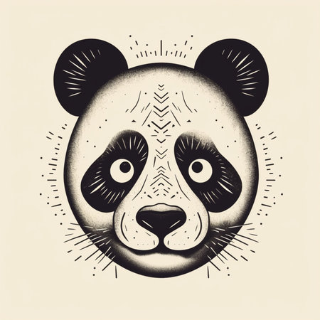 Panda. Hand drawn vector illustration. Design for t-shirts and other uses.の素材