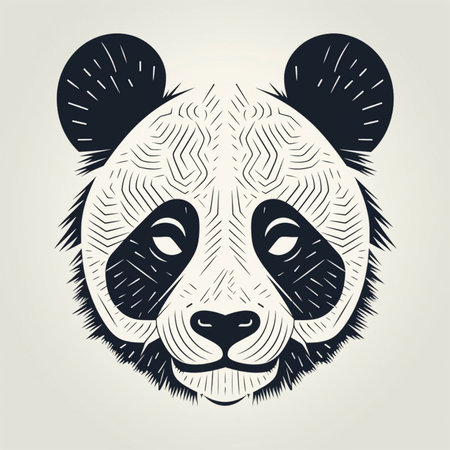 Vector illustration of panda head. Hand drawn style. vector illustration.の素材