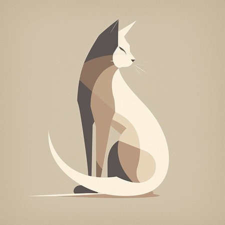 Stylized vector illustration of a cat in a flat style.の素材