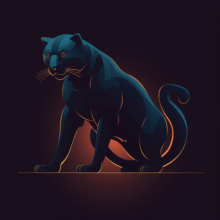 Illustration of a panther, isolated on a dark background.の素材