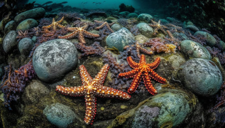 Starfish on a tropical coral reef in the Red Sea, Egyptの素材