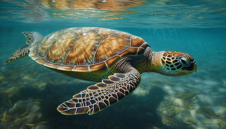 Hawaiian Green Sea Turtle (Chelonia mydas)の素材