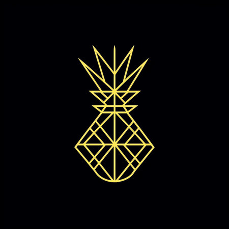 Pineapple icon. Vector illustration of pineapple on black background.の素材