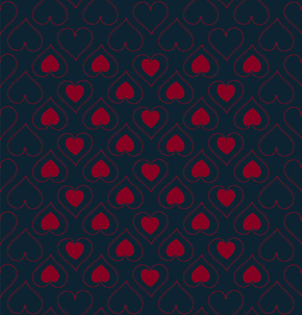 Seamless pattern of hearts on a dark blue background. Vector illustration.のイラスト素材