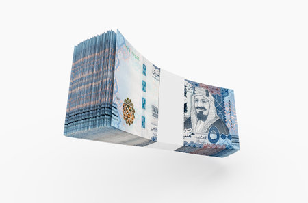 Saudi Arabia 500 Riyals Banknotes. Saudi Riyal Banknotes of 500 SR. 3D renderの写真素材