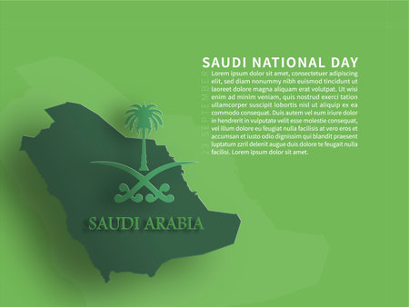Saudi Arabia Map, National Day 23 rd September - kingdom of Saudi Arabia national day ( KSA )のイラスト素材