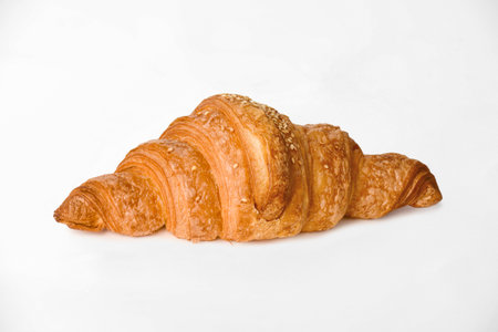 Fresh croissant isolated on white background, clipping path included.の写真素材