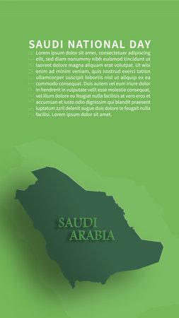 Saudi Arabia Map, National Day 23 rd September - kingdom of Saudi Arabia national day ( KSA )のイラスト素材