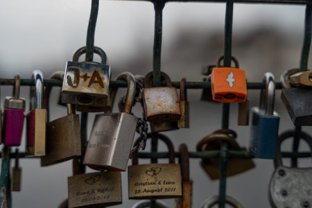 Love padlocks on the bridge in Zurich, Switzerland