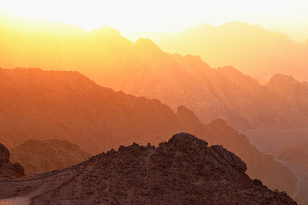 Mountains colorful sunset - gradient color
