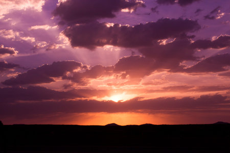 Beautiful dark orange sky evening beauty and Clouds at sunset , Panoramic scene view . Natural