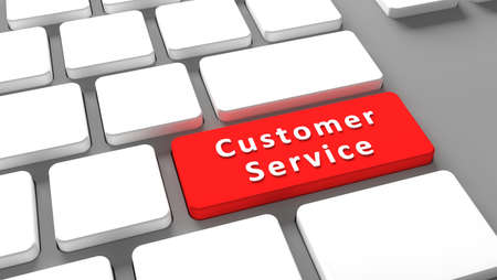 customer service Keyboard button faq - internet Online assistance at website technical support Help concept - 3d illustrationの写真素材