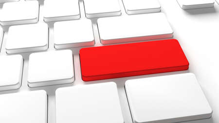 Blanck Keyboard button red color key pc - 3d illustrationの写真素材