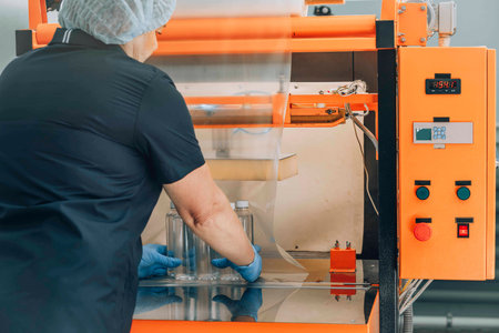Expertise and skill in handling advanced industrial machinery, technician uses advanced machinery