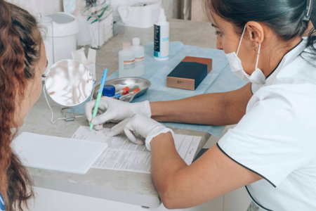 both the patient and the doctor are actively involved in the diagnostic processの写真素材