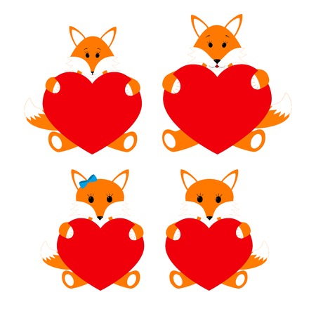 Family chanterelles with hearts on a white backgroundのイラスト素材