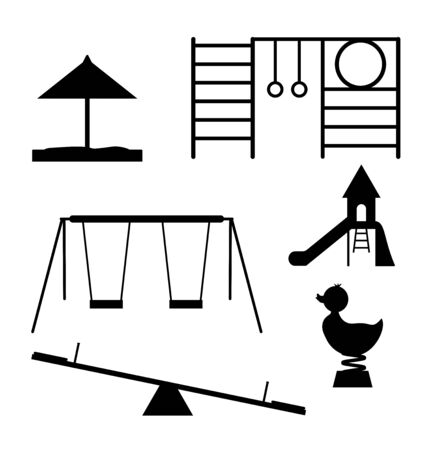 silhouettes of attractions, playground Vector illustration for your designのイラスト素材