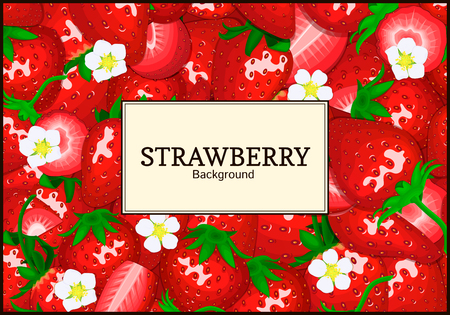 Rectangle label on strawberry background. Vector card illustration.のイラスト素材
