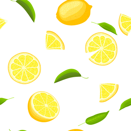 Ripe juicy tropical lemon seamless background. Vector card illustration.のイラスト素材