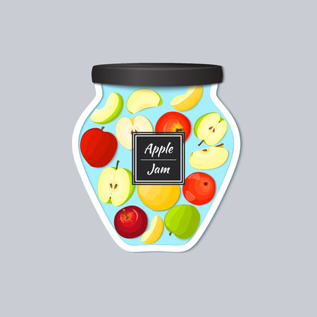 Vector label in the form of a jar with jam with a realistic lid.のイラスト素材