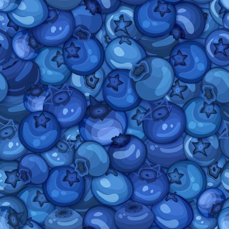 Ripe juicy black blueberry seamless background. Vector card illustration. Closely spaced fresh berry. Blueberries pattern for packaging design food, juice jam ice cream, smoothies, detox, cosmetics.のイラスト素材