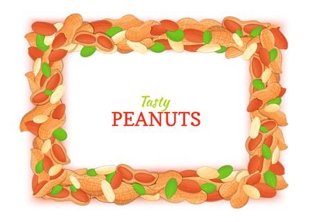 Horizontal rectangle frame composed of delicious peanut.のイラスト素材