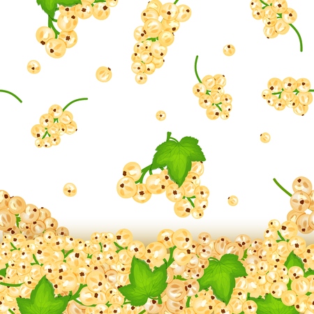 Currant fruit and leaves seamless background for packaging design juice, jam, ice cream, smoothies, detox, cosmetics, teaのイラスト素材