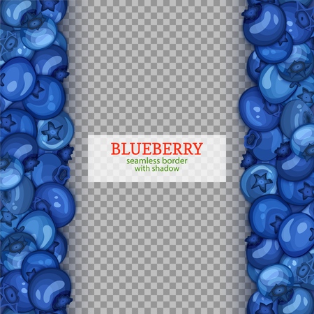 Ripe blueberry fruit in vertically seamless borders Vector illustration card Wide and narrow endless strip with blueberry for food packaging design.のイラスト素材