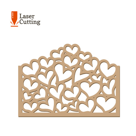 Laser cut panel. Vector frame template with hearts for cut on laser machine. Art silhouette design.のイラスト素材