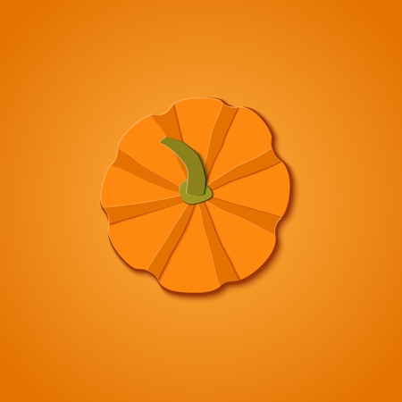 Paper cut orange pumpkin top view. Origami whole sweet pumpkin. Design elements for Halloween party, Thanksgiving Day card. Vector illustration. Paper art style.のイラスト素材