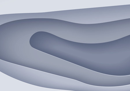Abstract background in paper cut style. 3d wallpaper with cut out deep waves modern cover. Grey...