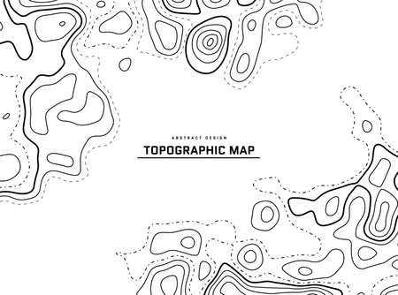 Topographic map abstract background. Outline cartography landscape. Topographic relief map on white backdrop. Modern cover design with wavy lines. Vector illustration with weather map outline pattern.のイラスト素材