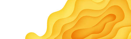 Abstract yellow background in cut paper style. Cutout orange wallpaper. Wavy template for save the Earth posters, eco brochures, business presentations. Vector card illustration of papercut backgroundのイラスト素材