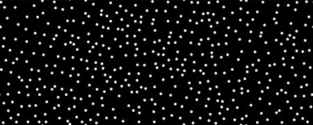 Timeless polka dot allure: Vector illustration of small white circles on a black backdrop. Seamless pattern with a creative texture of random hand-drawn round shapes for vintage-themed projectsのイラスト素材