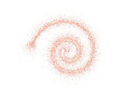 Salt or sugar crystal powder, flying dust particles. Pink dust grain texture isolated on white background. Crushed granules of sand, himalayan salt in spiral form vector illustration of spilled powderのイラスト素材