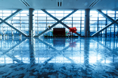 Shanghai Airport, modern building interiorのeditorial素材