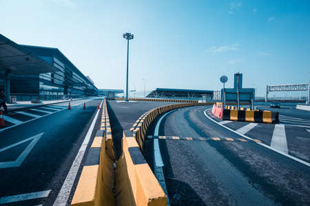 Carriageways of the Shanghai Pudong International Airportのeditorial素材