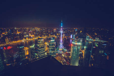 Shanghai night scenesのeditorial素材