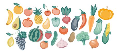 vector illustration of different vegetables in the flat style.vector illustrationのイラスト素材