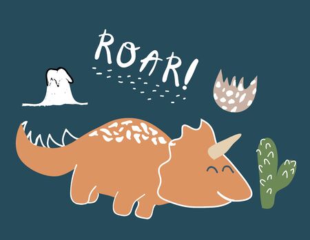 cute dinosaur print . childish vector illustration for kids t shirt, clothesのイラスト素材