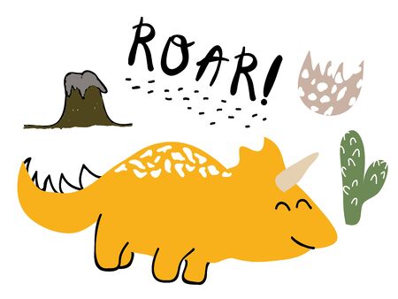 cute dinosaur print . childish vector illustration for kids t shirt, clothes,fabricのイラスト素材