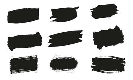 Set of hand drawn paint object black on white background. Vector black paint, ink brush stroke, brush. Scribble texture.のイラスト素材
