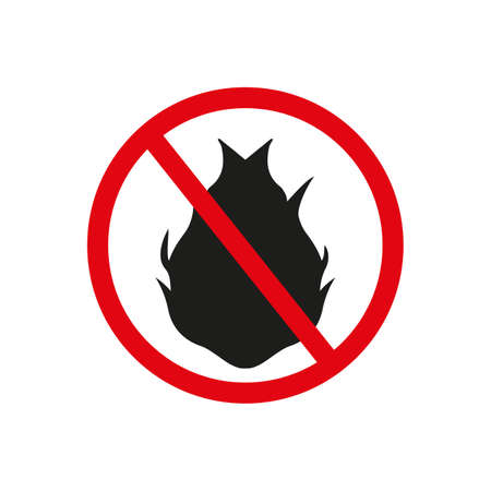 No Fire flame sign icon. Fire symbol. Stop fire. Escape from fire. Red prohibition sign. Stop symbol. Vectorのイラスト素材