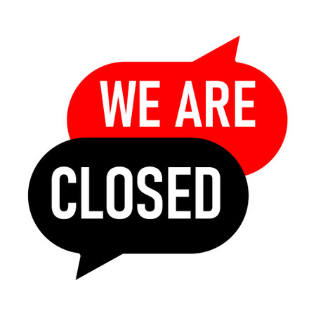 We are closed isolated in brackets sticker icon.のイラスト素材