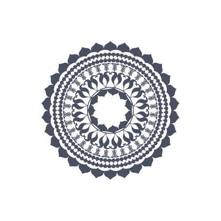 Circular pattern in form of mandala for Henna, Mehndi, tattoo, decoration. Decorative ornament in ethnic oriental style. Coloring book page.のイラスト素材