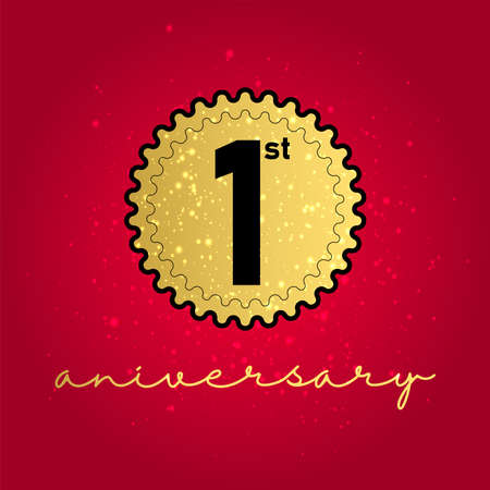 1 year anniversary icon. 1st birthday emblem. Anniversary design element. Vector illustration.の写真素材