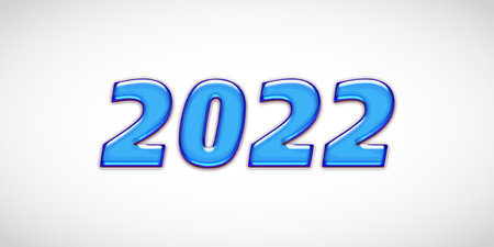 2022 text design pattern. Collection of Happy New Year and happy holidays. Vector illustration with blue holiday labels isolated on white background.のイラスト素材