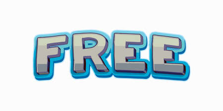 FREE typography on white isolated background. Template for design, signs and stickers. Vector illustration. Modern brush calligraphy. Template for phrases delivery, sugar, wifi, wild.のイラスト素材