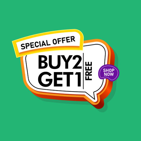 3d render of buy 2 get 1 in green blackground eps 10のイラスト素材